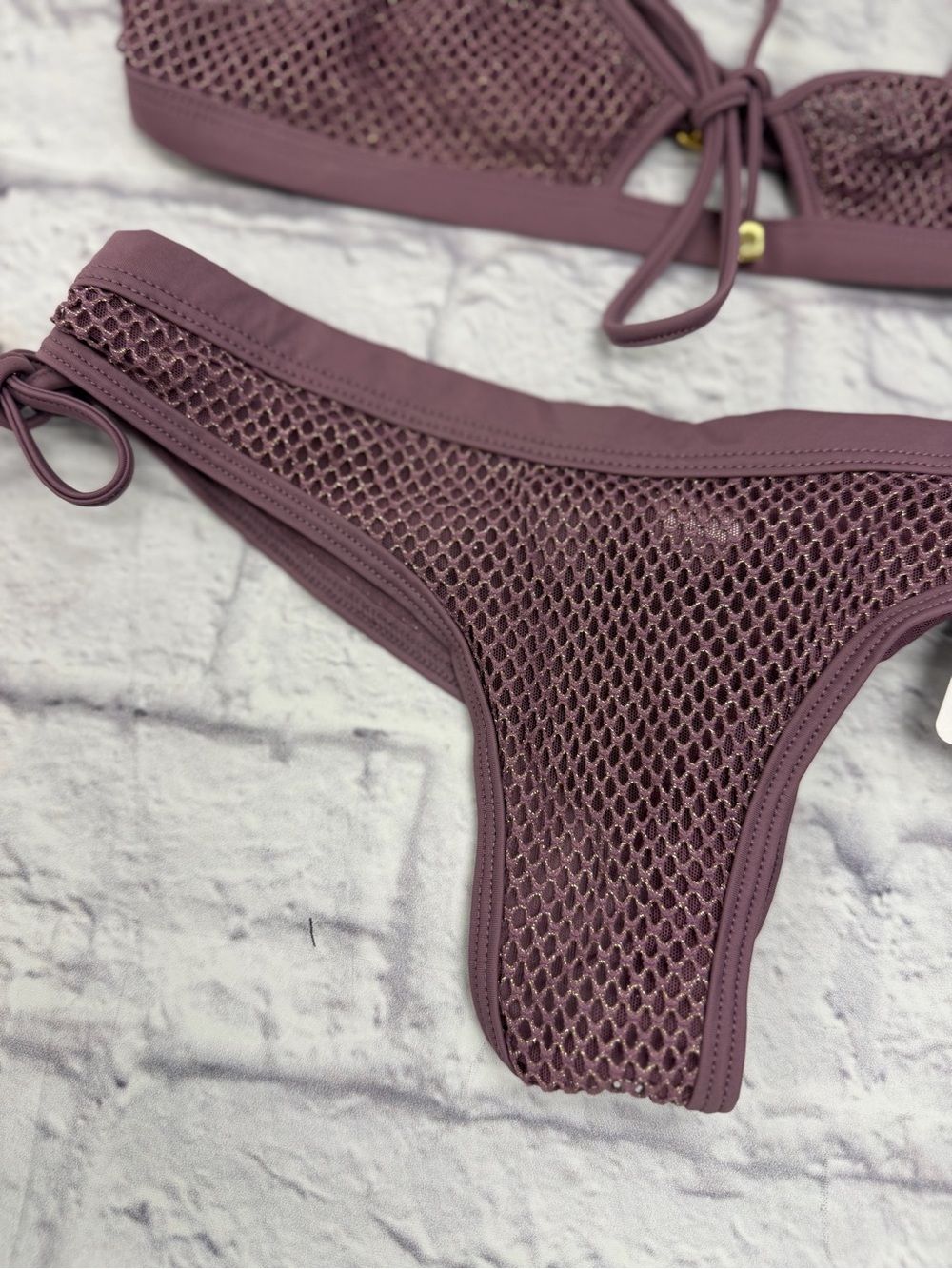 Wicked Weasel RARE Retired Dirty Mauve Crop Bikini Top Cheeky Bottom NWT's Sz S - Picture 8 of 16
